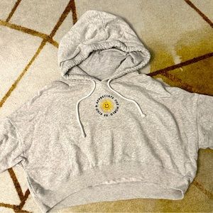 Hollister Gray Sunshine Cropped Hoodie